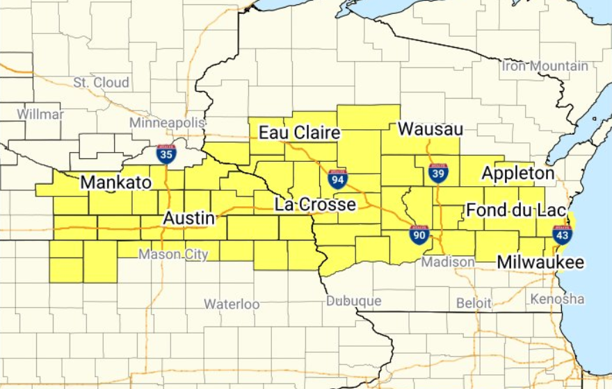 Emiten alerta de tornado para partes de Minnesota, Iowa y Wisconsin