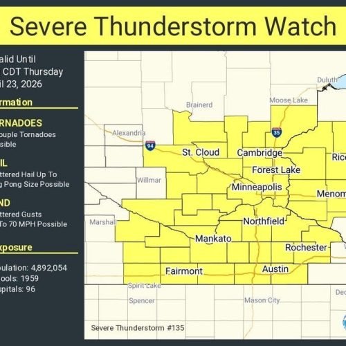 Vigilancia por tormentas severas en Minnesota este jueves